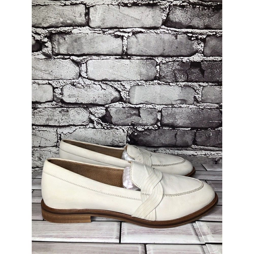 Liendo Seychelles Anthropologie White Faux Leather Loafers Shoes Women’s 9.5M US